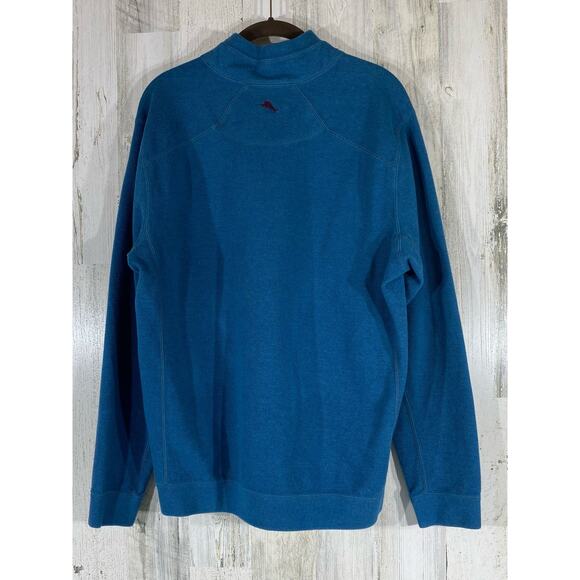 Tommy Bahama Mens 1/4 Zip Pullover Sweater Sz Large Reversible Teal Blue Purple - Picture 2 of 10